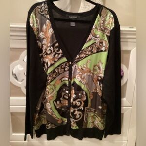 Preloved, Ashley Stewart, Black & Multicolored button up cardigan size 26W